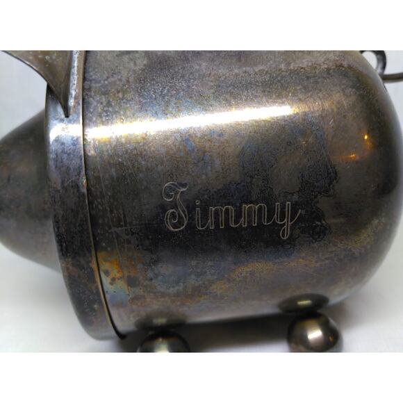 Tin/Metal Piggy Bank Curly Tail - Oneida Silversmiths 5 1/2" x 4" - Adorable! - Picture 5 of 9